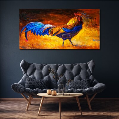 Colorful rooster against the background of fire Canvas wall art