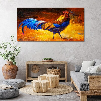 Colorful rooster against the background of fire Canvas wall art