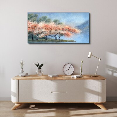 Spring trees in pastel colors Print on canvas
