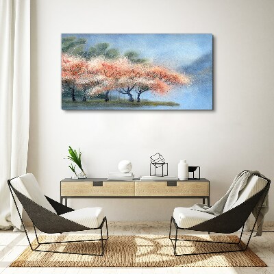 Spring trees in pastel colors Print on canvas