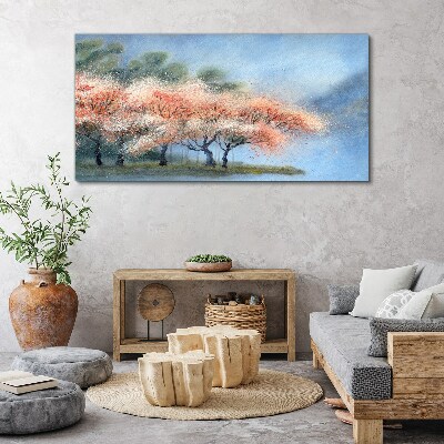 Spring trees in pastel colors Print on canvas