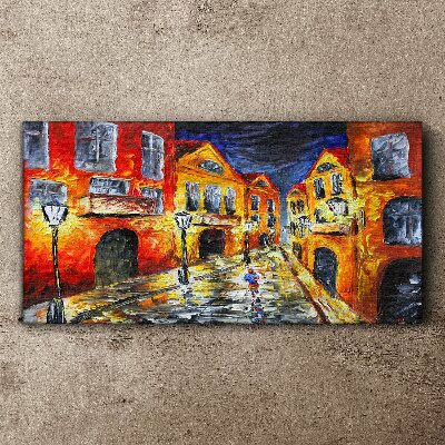 Night street in colors Print on canvas