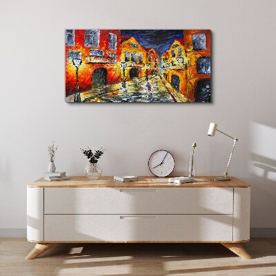Night street in colors Print on canvas