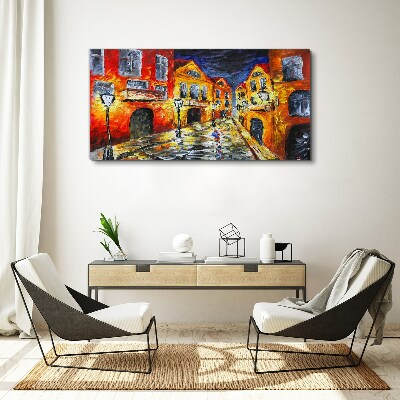 Night street in colors Print on canvas