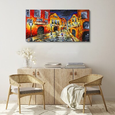 Night street in colors Print on canvas
