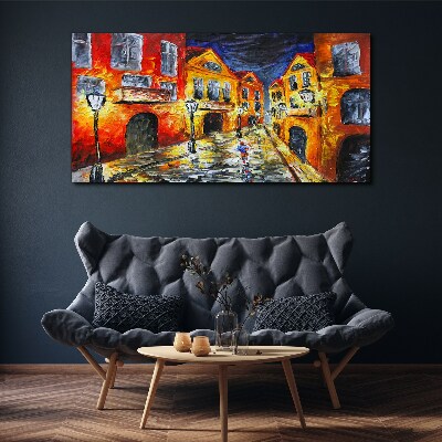 Night street in colors Print on canvas