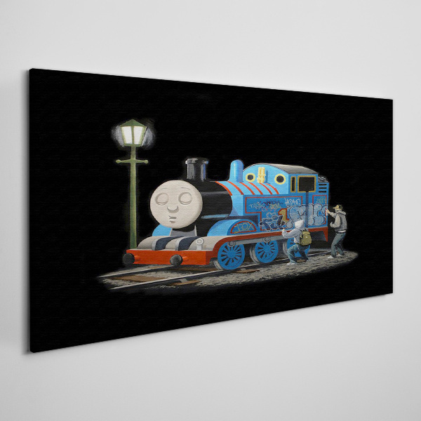 Thomas and friends at night Canvas wall art