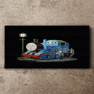 Thomas and friends at night Canvas wall art