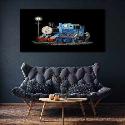 Thomas and friends at night Canvas wall art
