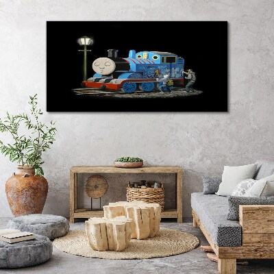 Thomas and friends at night Canvas wall art