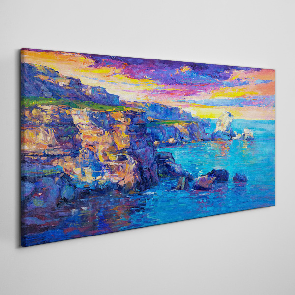 Picturesque sunset over the coast Canvas wall art