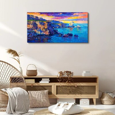 Picturesque sunset over the coast Canvas wall art