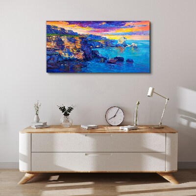 Picturesque sunset over the coast Canvas wall art
