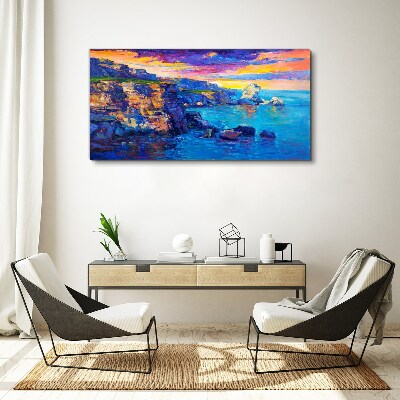 Picturesque sunset over the coast Canvas wall art