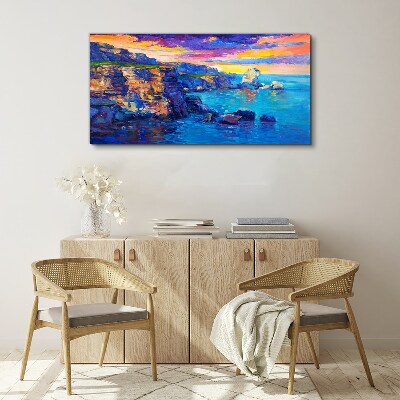 Picturesque sunset over the coast Canvas wall art