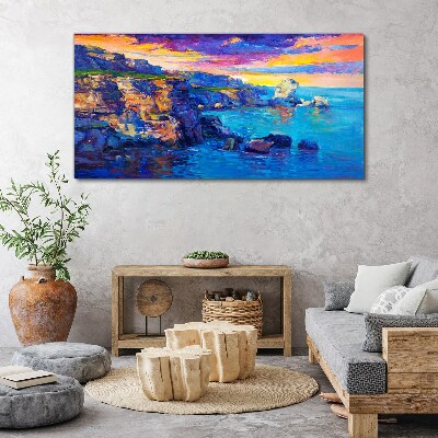Picturesque sunset over the coast Canvas wall art