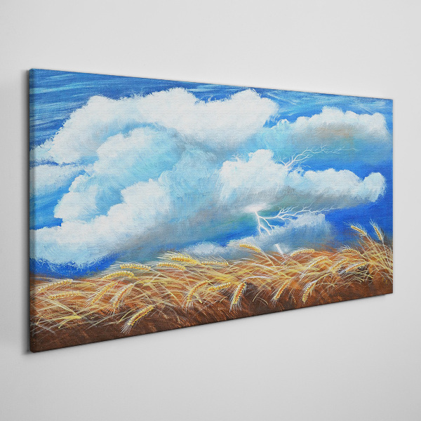 Summer sky over a golden field Canvas wall art