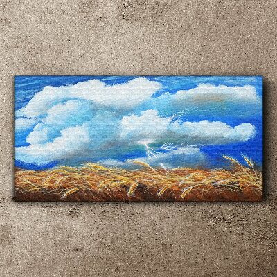 Summer sky over a golden field Canvas wall art