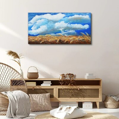 Summer sky over a golden field Canvas wall art