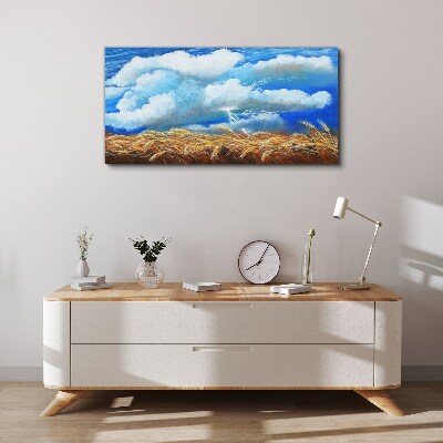 Summer sky over a golden field Canvas wall art