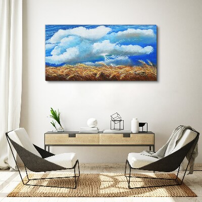 Summer sky over a golden field Canvas wall art