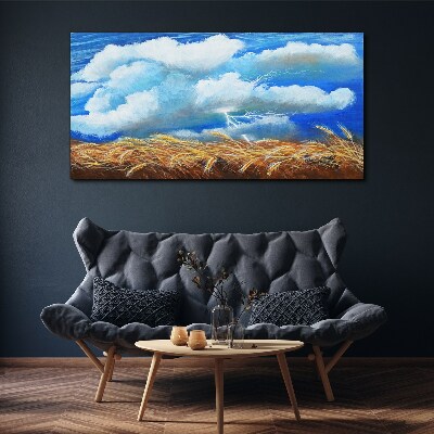 Summer sky over a golden field Canvas wall art