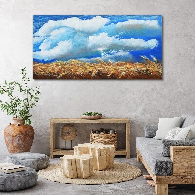 Summer sky over a golden field Canvas wall art