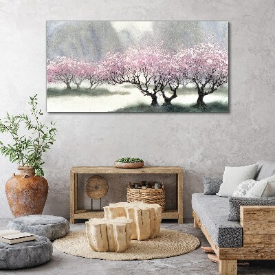 Winter snow tree blossoms Canvas Wall art