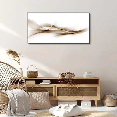 Golden waves on white background Print on canvas