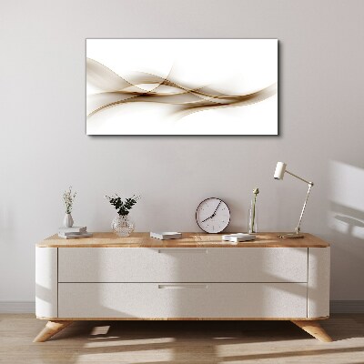 Golden waves on white background Print on canvas