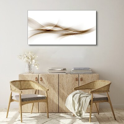 Golden waves on white background Print on canvas