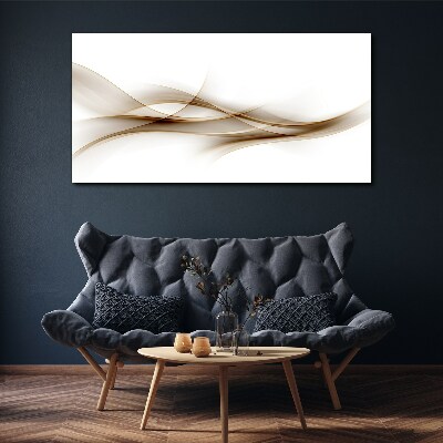 Golden waves on white background Print on canvas