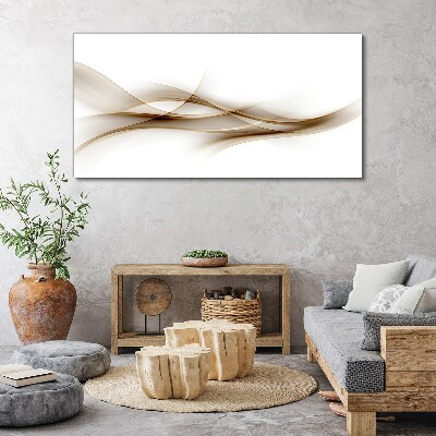 Golden waves on white background Print on canvas