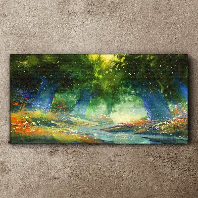Green forest in the morning light Print on canvas