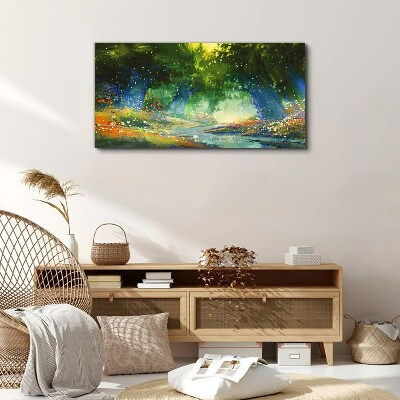 Green forest in the morning light Print on canvas