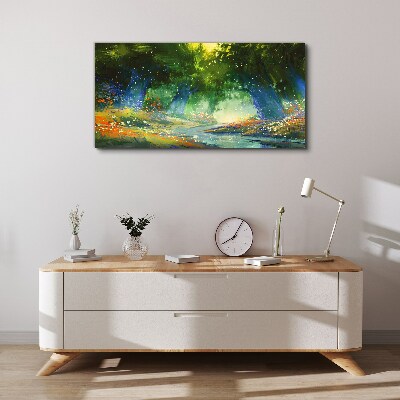 Green forest in the morning light Print on canvas