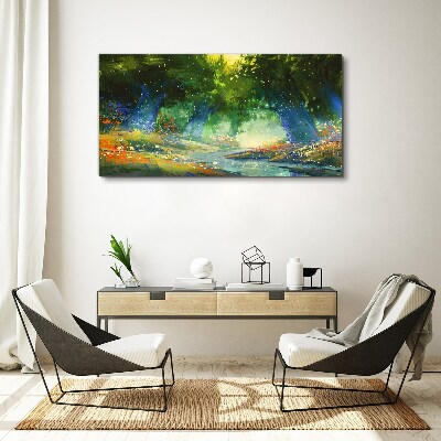 Green forest in the morning light Print on canvas