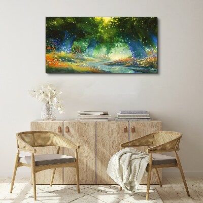 Green forest in the morning light Print on canvas