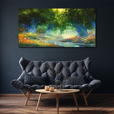 Green forest in the morning light Print on canvas