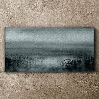 Gray-rocky misty landscape Canvas wall art
