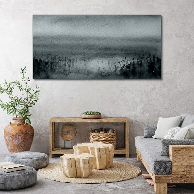 Gray-rocky misty landscape Canvas wall art