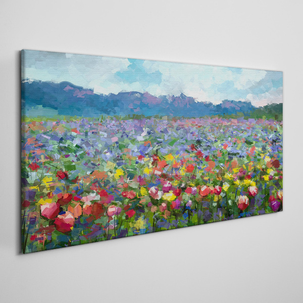 Floral landscape in pastel colors Print on canvas