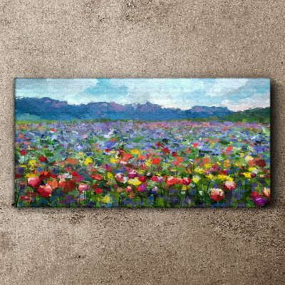 Floral landscape in pastel colors Print on canvas