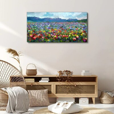 Floral landscape in pastel colors Print on canvas
