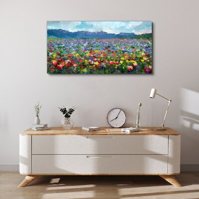 Floral landscape in pastel colors Print on canvas