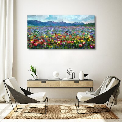 Floral landscape in pastel colors Print on canvas