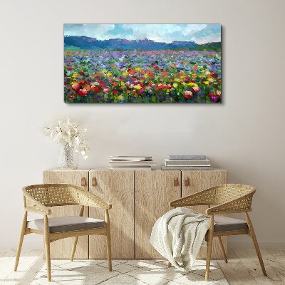 Floral landscape in pastel colors Print on canvas