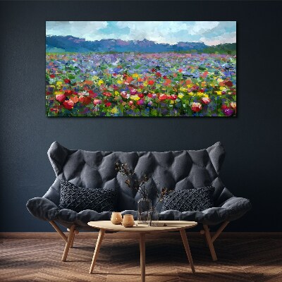 Floral landscape in pastel colors Print on canvas