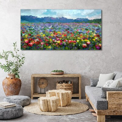 Floral landscape in pastel colors Print on canvas