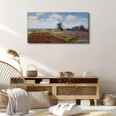 Landscape with a windmill Print on canvas